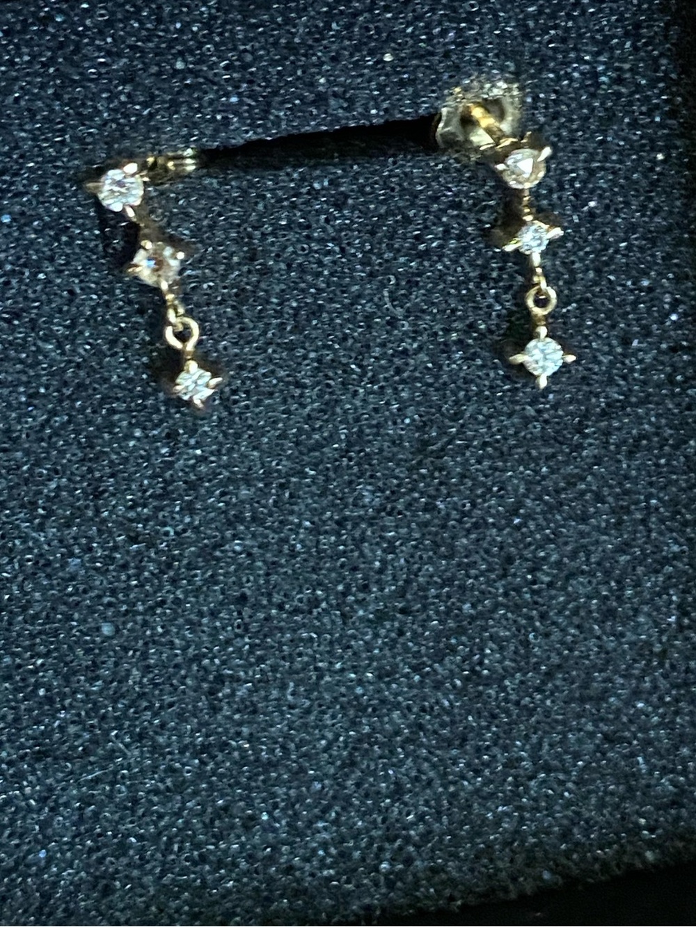 Catbird Angel Hair drop earrings pair 3 diamond 14k yellow gold dangle - Picture 2 of 5